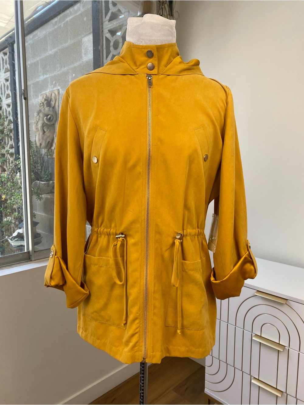 Sweet Wanderer NWT Hooded Utility Anorak Jacket in Mustard, Size L - Picture 2 of 12